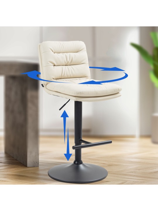 Set 2 taburete de bar Damar imitatie piele, crem