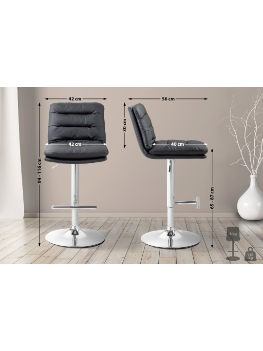 Set 2 taburete de bar Damar imitatie piele crom, negru Set 2 taburete de bar Damar imitatie piele crom, negru