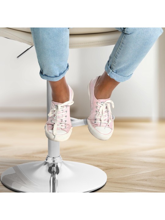 Set 2 taburete de bar Damar imitatie piele crom, crem