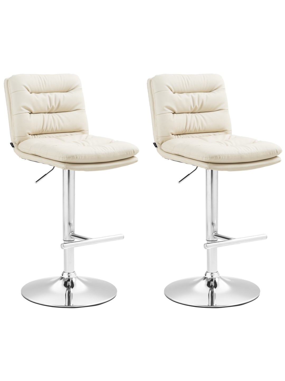 Set 2 taburete de bar Damar imitatie piele crom, crem