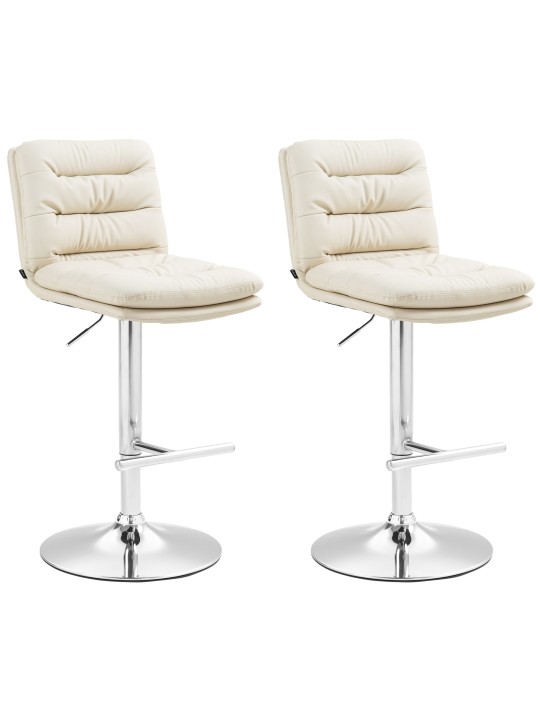 Set 2 taburete de bar Damar imitatie piele crom, crem