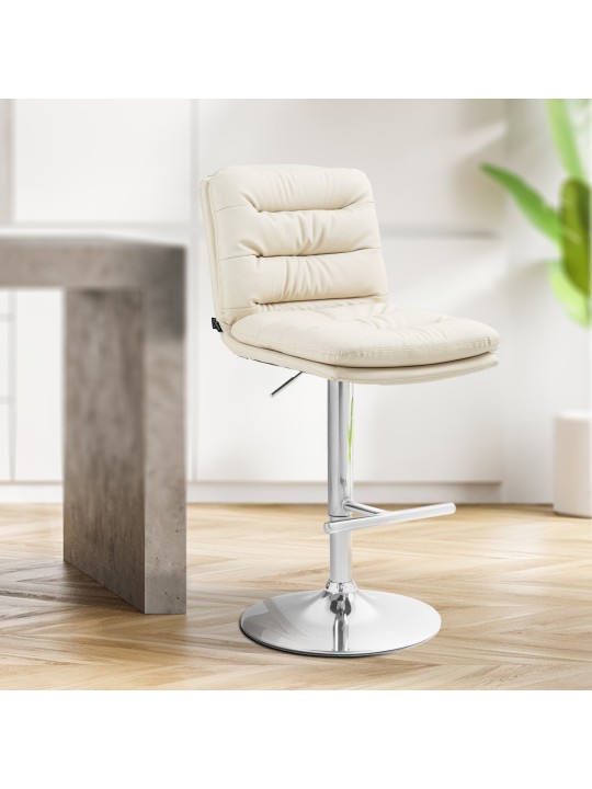 Set 2 taburete de bar Damar imitatie piele crom, crem