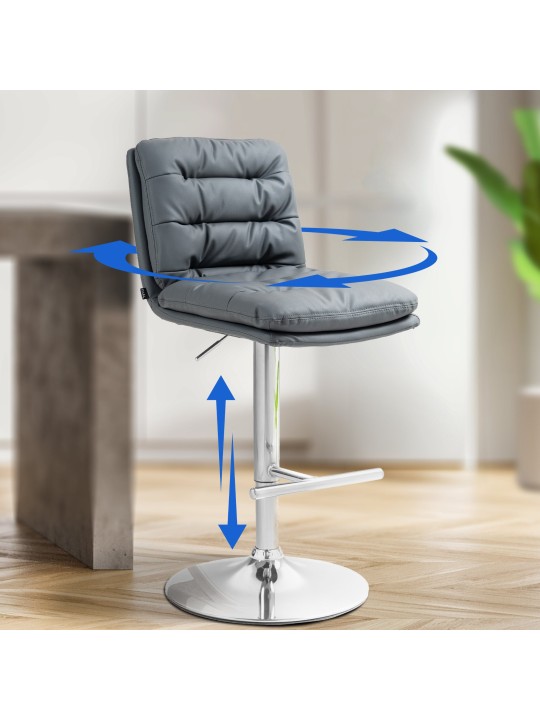 Set 2 taburete de bar Damar imitatie piele crom, gri Set 2 taburete de bar Damar imitatie piele crom, gri