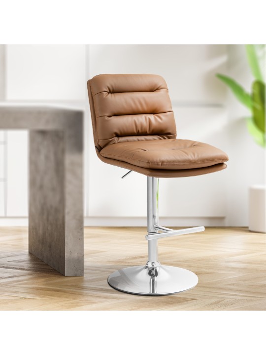 Set 2 taburete de bar Damar imitatie piele crom, maro deschis Set 2 taburete de bar Damar imitatie piele crom, maro deschis