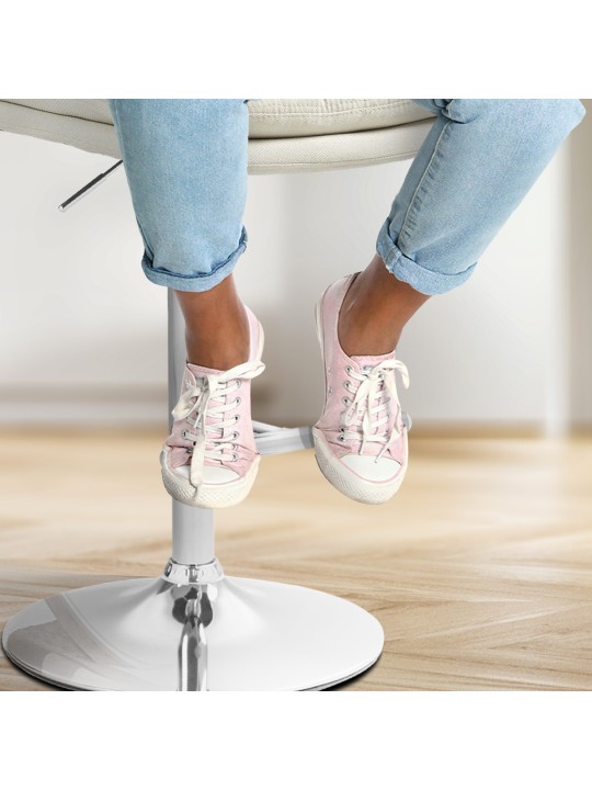 Set 2 taburete de bar stofa Damar crom, crem