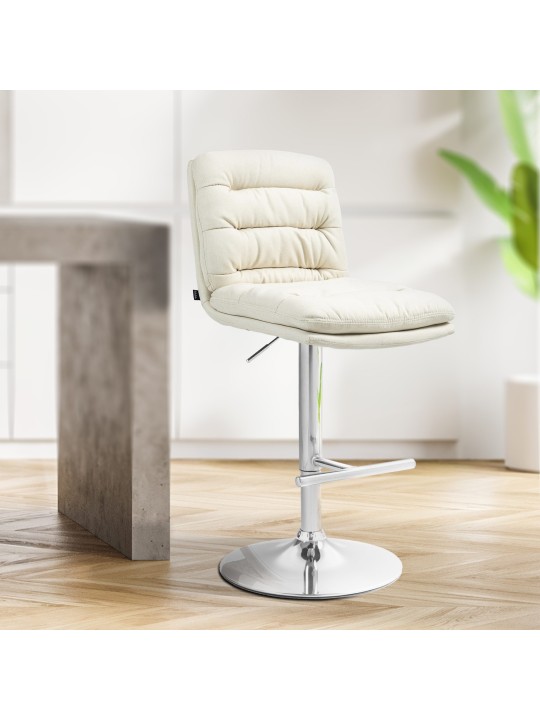 Set 2 taburete de bar stofa Damar crom, crem