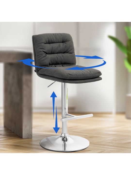 Set 2 taburete de bar Damar stofa crom, gri închis Set 2 taburete de bar Damar stofa crom, gri închis