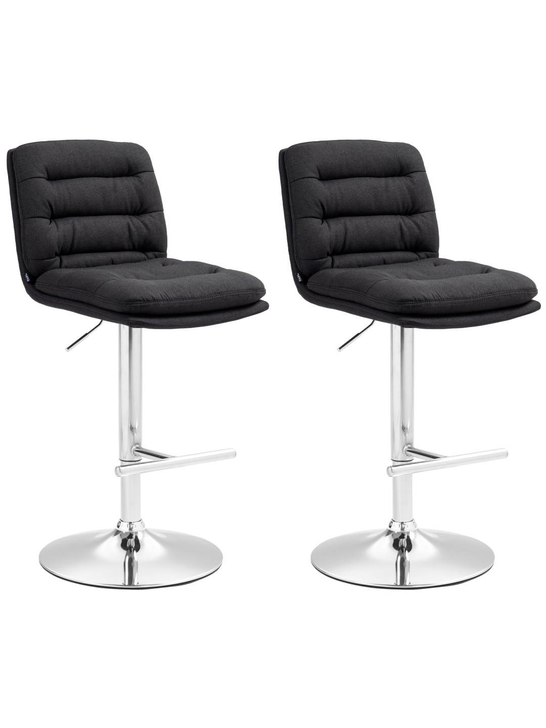 Set 2 taburete de bar Damar stofa crom, negru