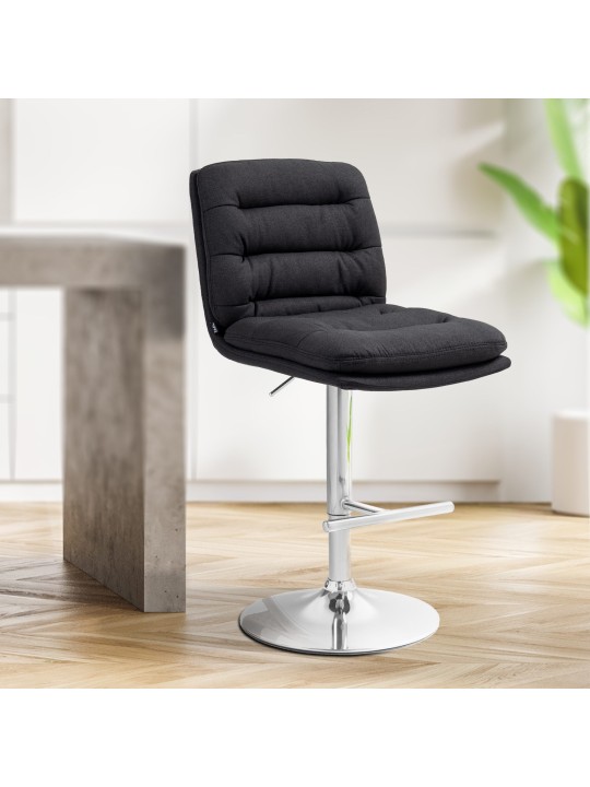 Set 2 taburete de bar Damar stofa crom, negru Set 2 taburete de bar Damar stofa crom, negru