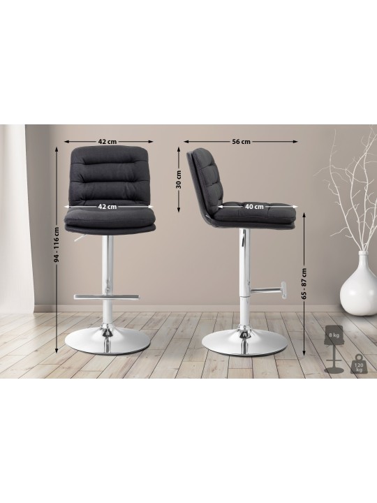 Set 2 taburete de bar Damar stofa crom, negru Set 2 taburete de bar Damar stofa crom, negru