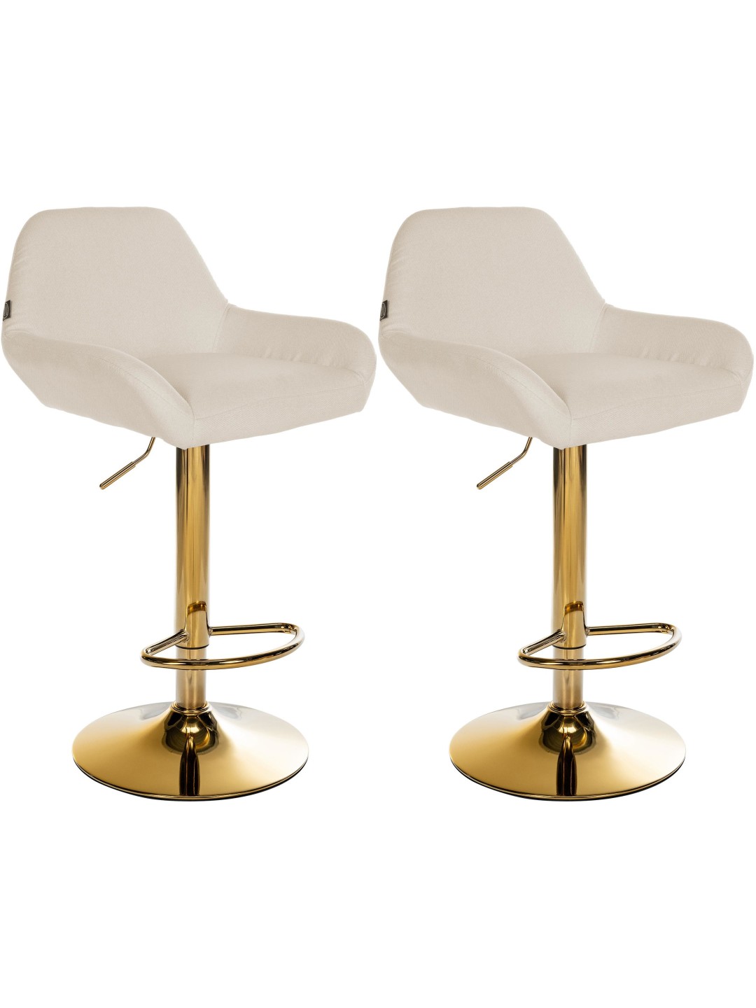Set 2 taburete de bar Braga Gold Fabric, crem
