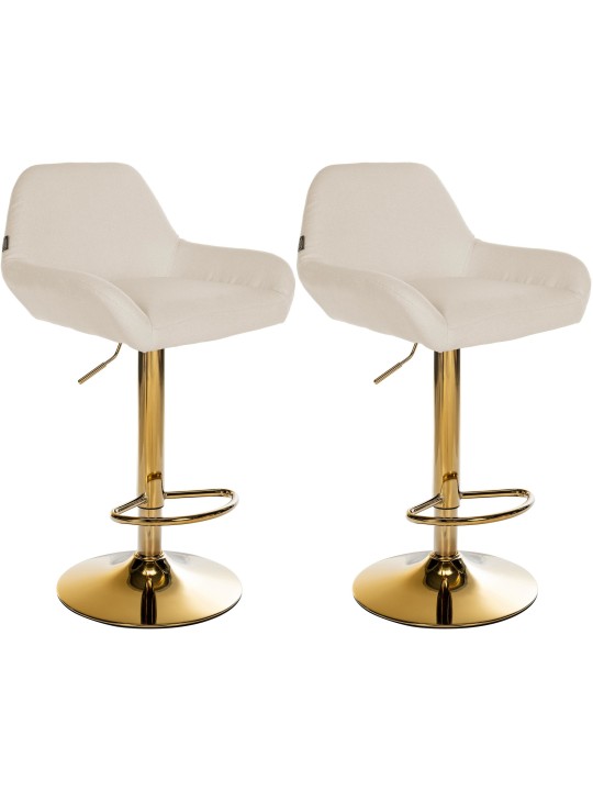 Set 2 taburete de bar Braga Gold Fabric, crem