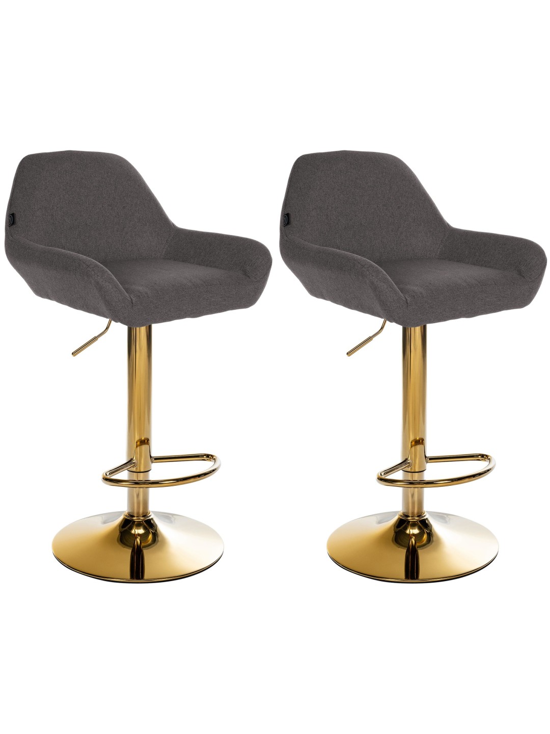 Set 2 taburete de bar Braga Gold Fabric, gri închis