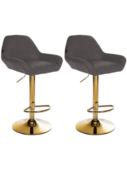 Set 2 taburete de bar Braga Gold Fabric, gri închis