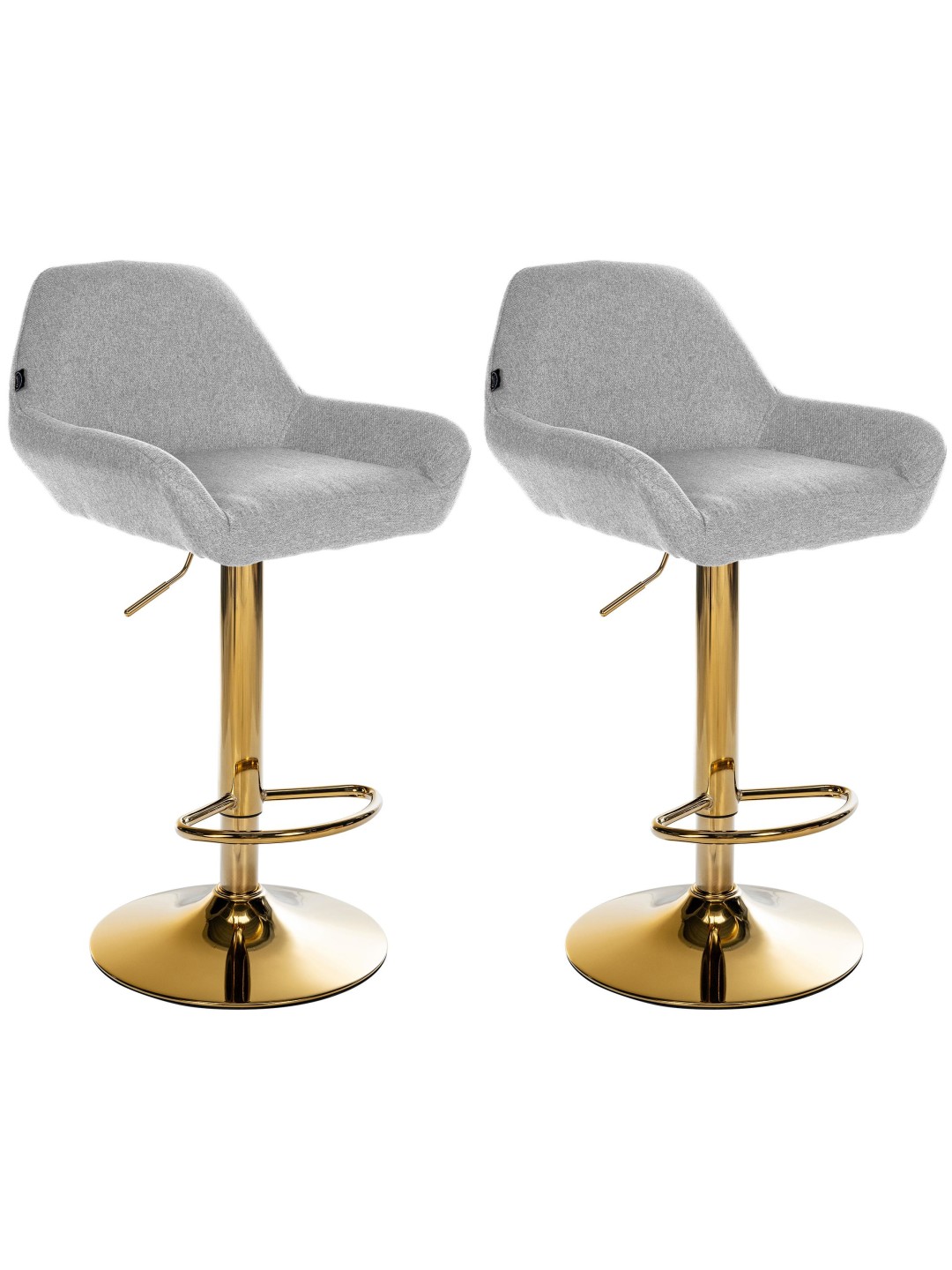 Set 2 taburete de bar Braga Gold Fabric, gri
