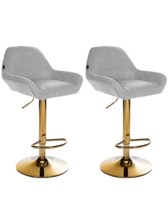 Set 2 taburete de bar Braga Gold Fabric, gri