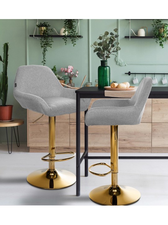 Set 2 taburete de bar Braga Gold Fabric, gri