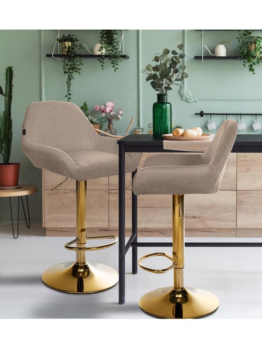 Set 2 taburete de bar Braga Gold Fabric, taupe