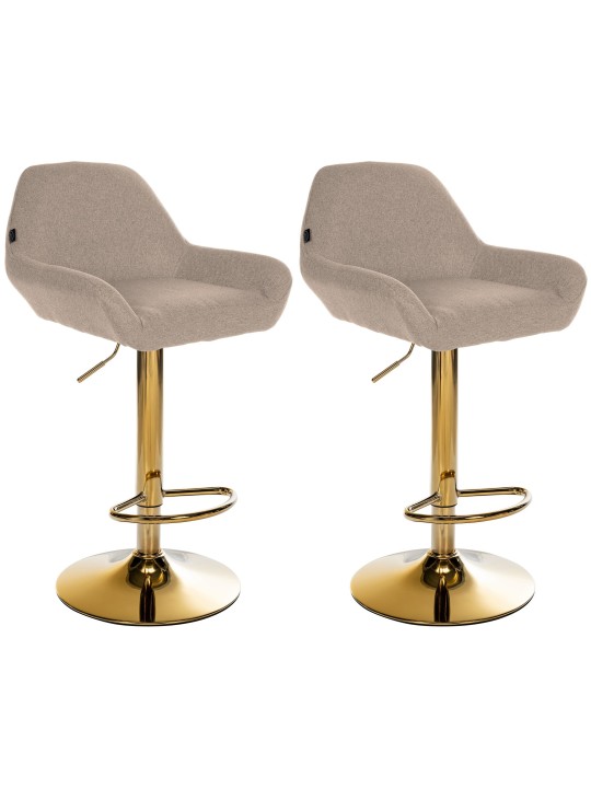 Set 2 taburete de bar Braga Gold Fabric, taupe