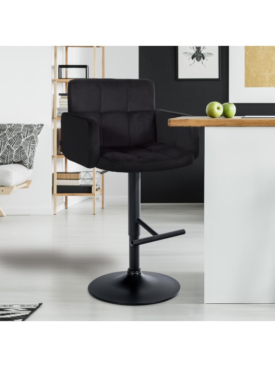 Scaun de bar Los Angeles catifea, negru