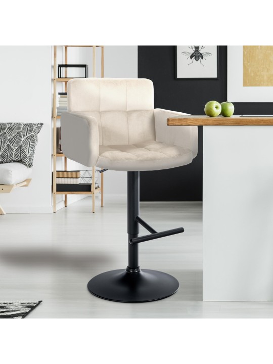 Scaun de bar Los Angeles catifea, crem