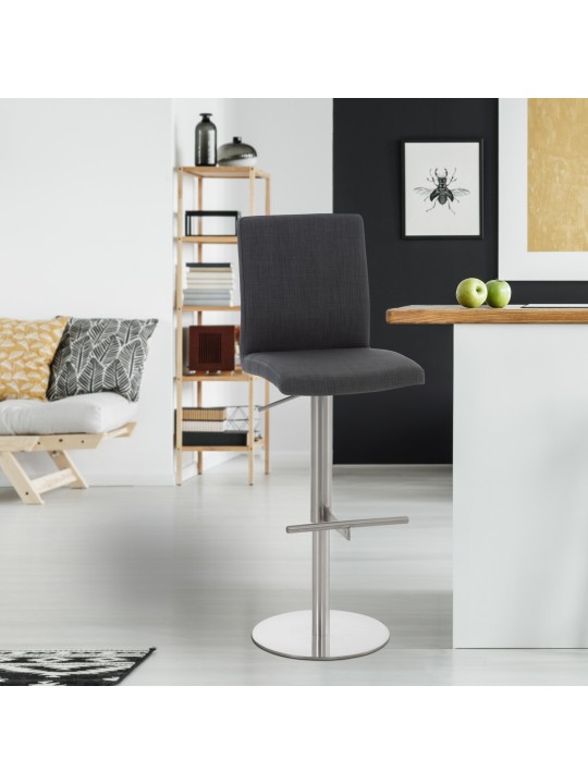 Set 2 scaune de bar Cadiz tesatura otel inoxidabil, gri închis