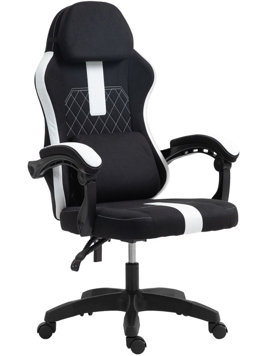 Scaun birou Miltona stofa, negru/alb