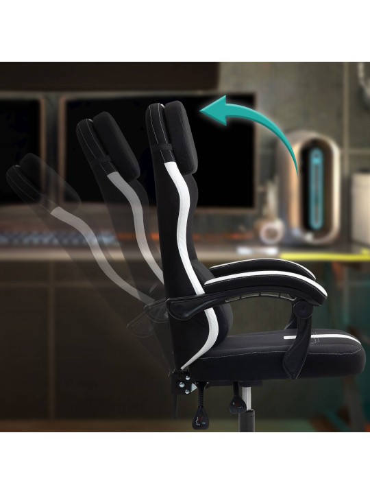 Scaun birou Miltona stofa, negru/alb