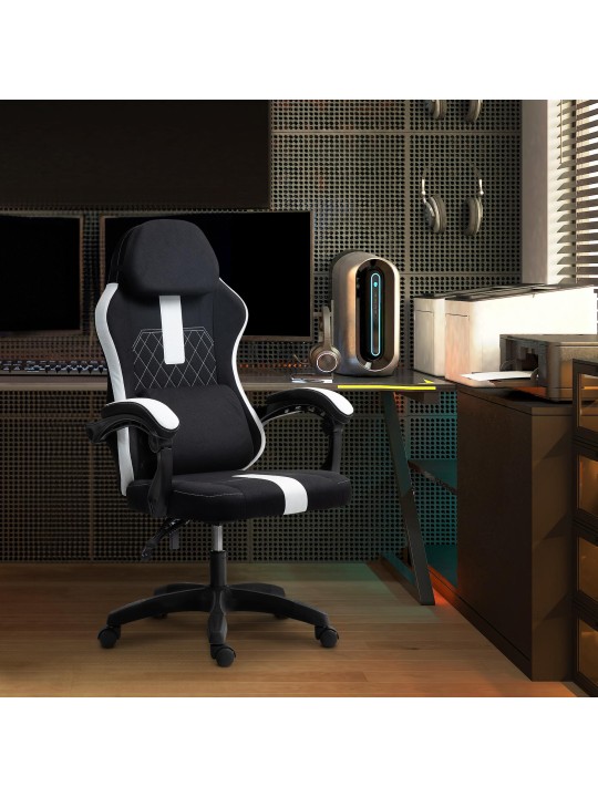 Scaun birou Miltona stofa, negru/alb