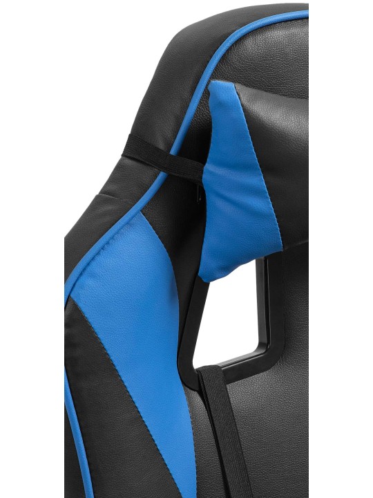 Scaun de birou Orkney imitatie piele, negru/albastru