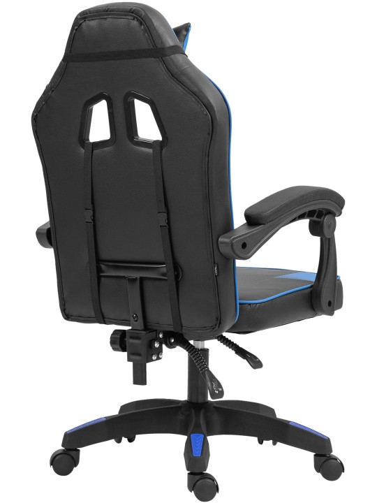 Scaun de birou Orkney imitatie piele, negru/albastru