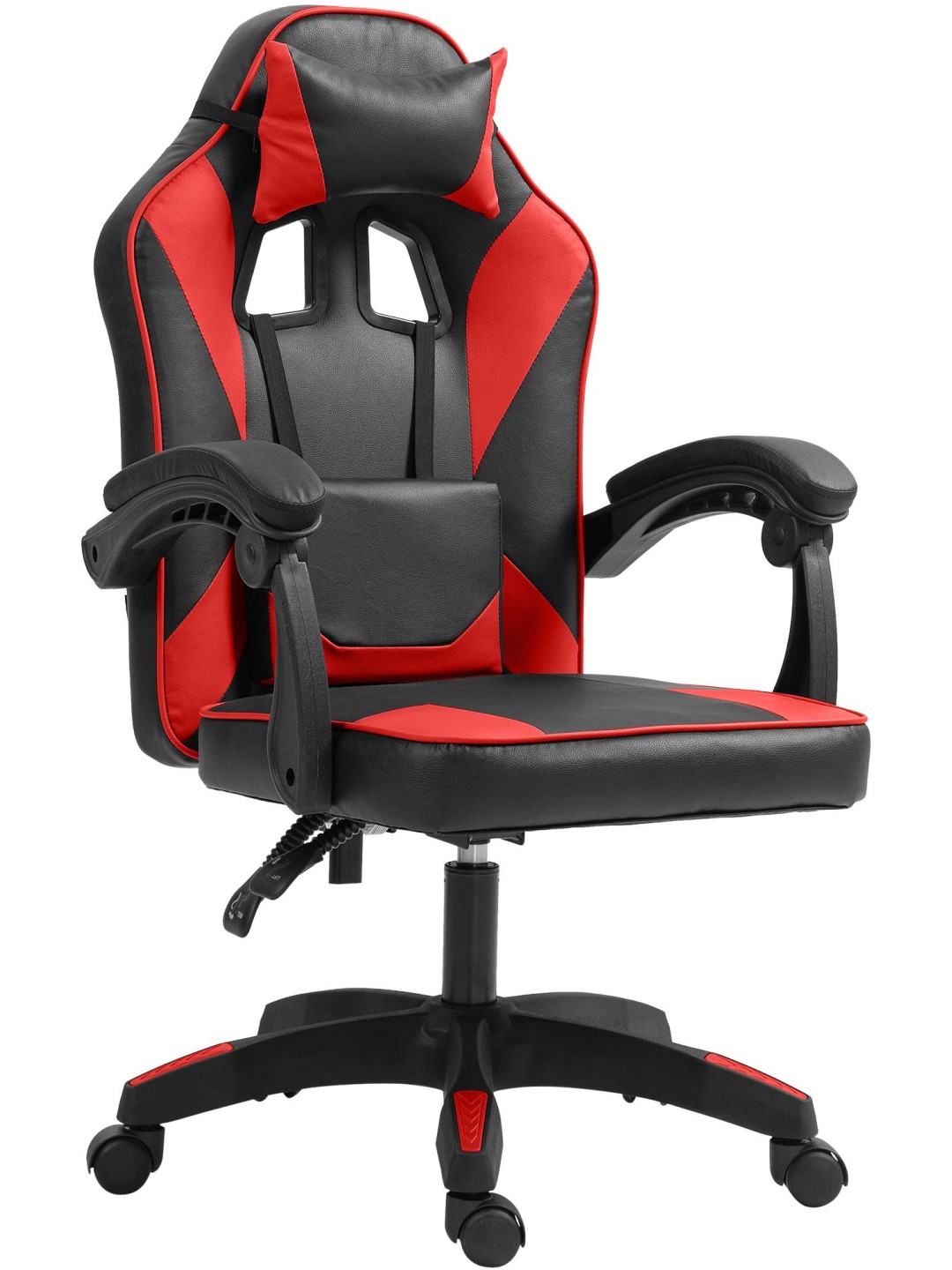 Scaun de birou Orkney imitatie piele, negru/roșu