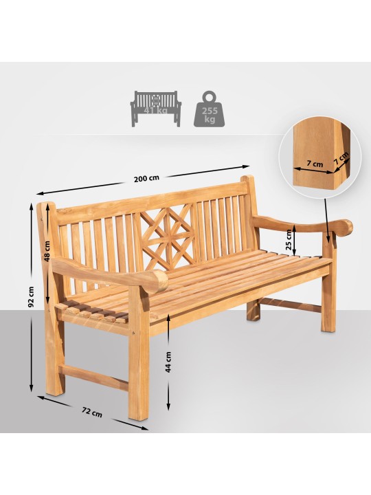 Bancă din tec Florida 200 cm, tec
