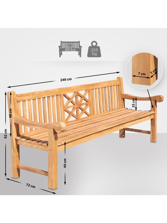 Bancă din teak Florida 240 cm, tec
