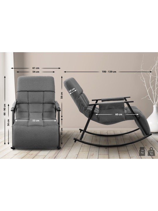 Scaun balansoar Cathy stofa, gri închis