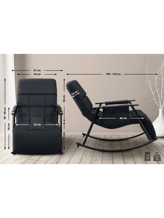 Scaun balansoar Cathy stofa, negru