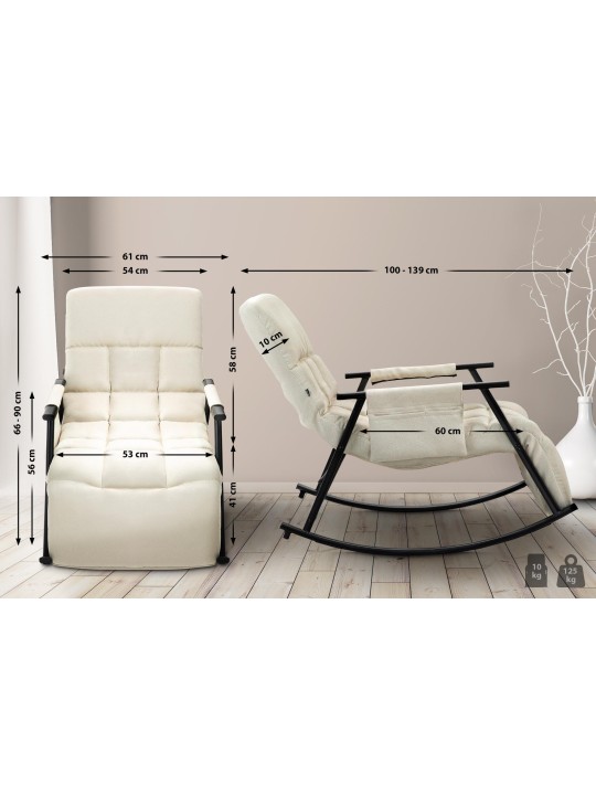 Scaun balansoar Cathy stofa, crem