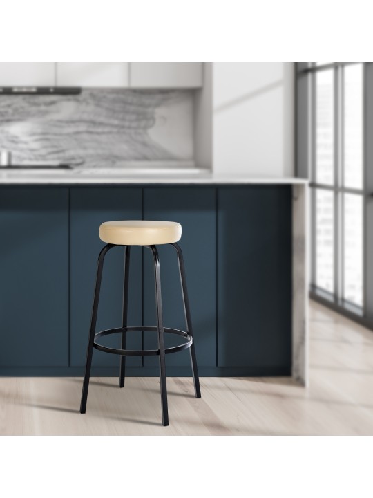 Scaun de bar Kamari imitatie piele, crem