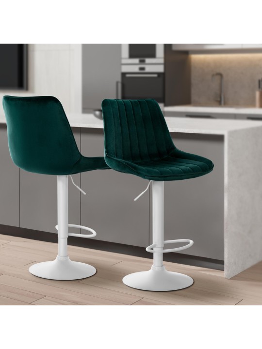 Set 2 taburete de bar Toni catifea, verde