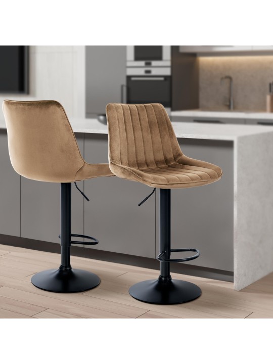 Scaun de bar Toni catifea, maro Scaun de bar Toni catifea, maro