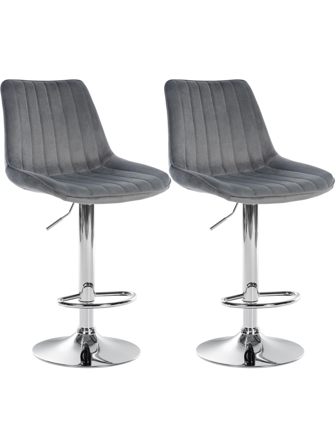 Set 2 scaune de bar Toni catifea crom, gri închis