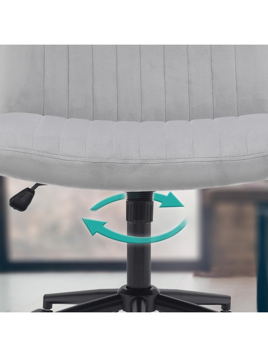 Scaun de birou catifea Kingman, gri deschis