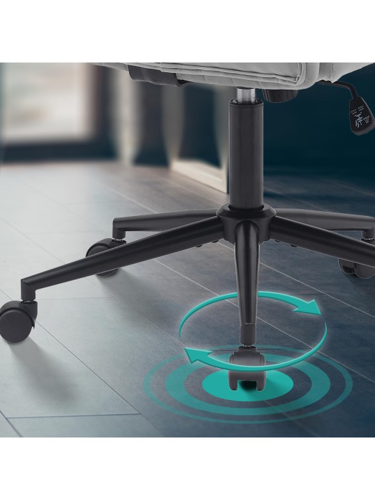 Scaun de birou catifea Kingman, gri deschis