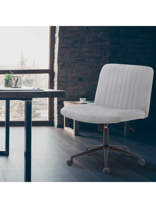 Scaun de birou catifea Kingman, gri deschis