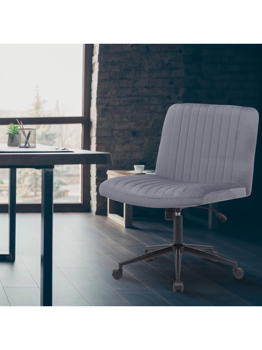 Scaun de birou catifea Kingman, gri închis