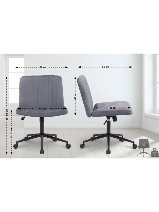 Scaun de birou catifea Kingman, gri închis