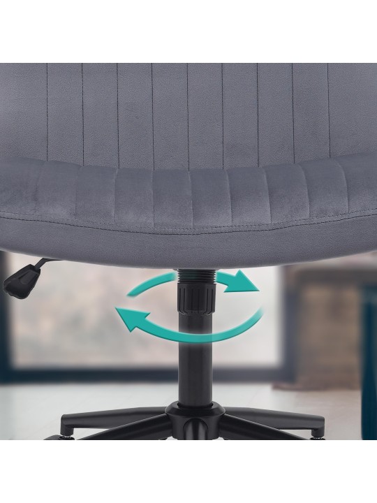 Scaun de birou catifea Kingman, gri închis