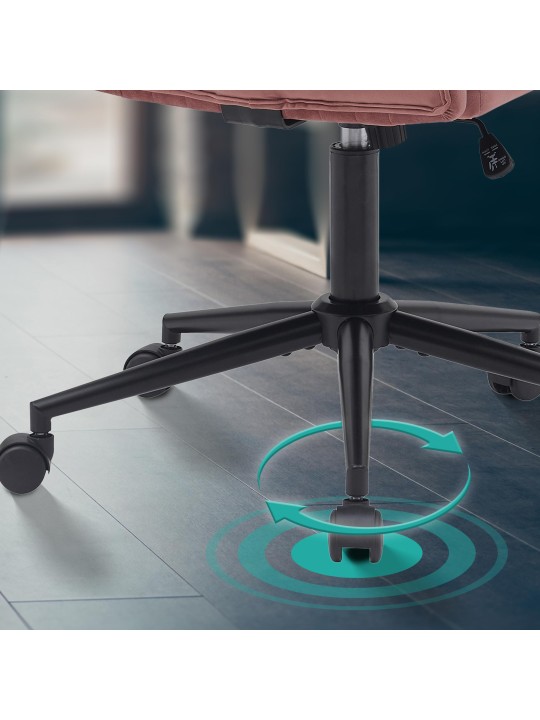 Scaun de birou catifea Kingman, roz