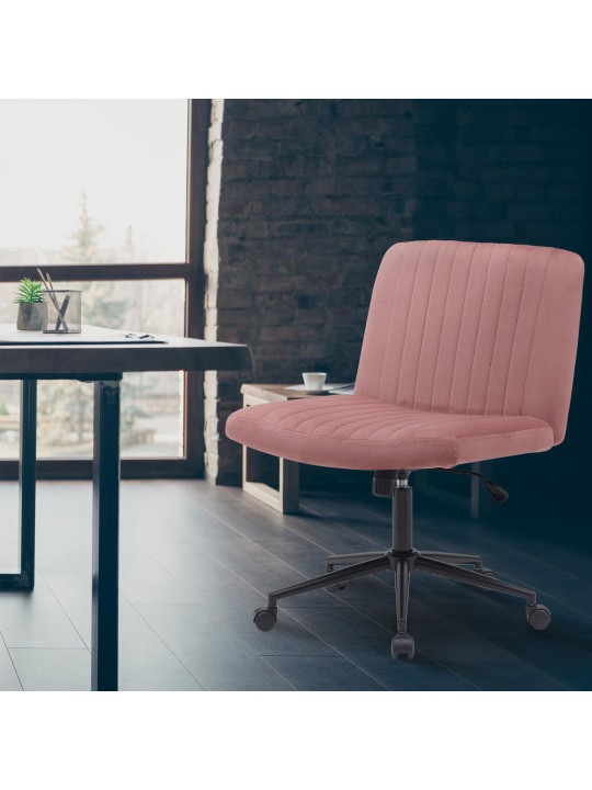 Scaun de birou catifea Kingman, roz