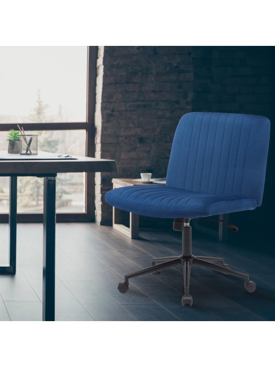 Scaun de birou catifea Kingman, albastru